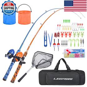 Leofishing B0bplsnl4s Kids Fishing Pole Set Full Starter Kits Portable Telescopic