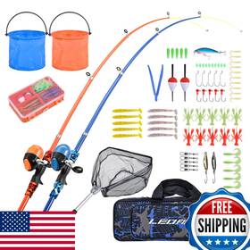 Leofishing B0clcvckbs Portable Kids Fishing Rod Set 2pack Telescopic Poles For
