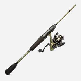 Lews 849004038530 American Hero Camo Spinning Combo Im7 2-piece Rod - Camo/black