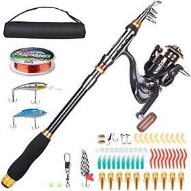 Line Rike Fishing Rod Reel Combo Carbon Fiber Telescopic Pole Saltwater