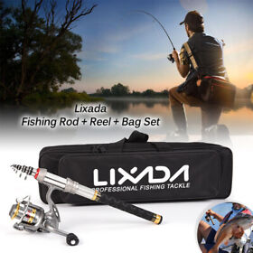 Akj3949207506361ig Lixada 3pcs Telescopic Pole Kit 2.7m Fishing Rod Reel Combo With Bag Z1g8