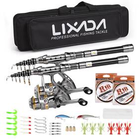 Lixada B0ch7q35hl 2pcs Fishing Pole Combo Set 1.5/1.8/2.1/2.4m Rod Reel Telescopic