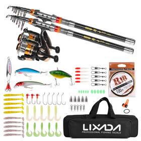 Cao6471181524818lj Lixada 2 Piece Carbon Telescopic Fishing Rod And Reel Combo E4c7