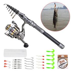 Frq5888862249693hd Lixada 2.4m Telescopic Fishing Rod Reel Set 100m Line Lure Hooks And Portable Bag P0f1