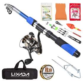 Hfs6176758013009nc Lixada Telescopic Fiberglass Fishing Rod Reel Combo With Baits Hooks And Bag Kit D0z3