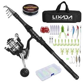Icc2wk Lixada Telescopic Fishing Rod And Reel Combos Full Kit Carbon Fiber
