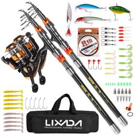 Vym9010768735044um Lixada 2 Piece Fishing Rod And Reel Combo Carbon Telescopic With M0g6
