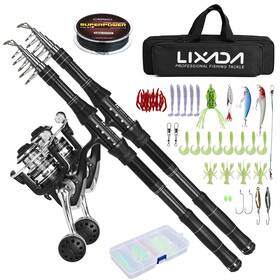 Zya1766197290334zr Lixada 2pcs Carbon Telescopic 2.1m Fishing Rod And Reel Combo P9i6