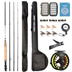 56-090-4 Master Logic Fly Fishing Rod And Reel Combo Starter Kit With Lightweight Box Case Fi