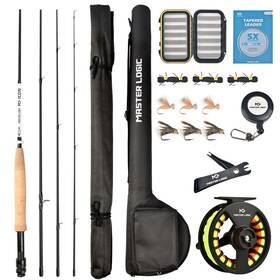 Master Logic B0cpy3trsk Fly Fishing Rod And Reel Combo Starter Kit Graphite Cork