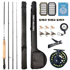 Master Logic B0fbrd9xbw Fly Fishing Rod And Reel Combo Starter Kit Graphite Cork