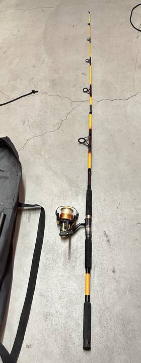 Msgs70 Master Long Spool Spinning Rod And Reel Combo Black/yellow Pre-spooled Eva Handle
