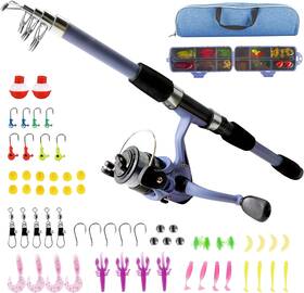 Milerong 445003599510 Kids Fishing Pole Set Portable Telescopic Rod And Reel Combo For Bo