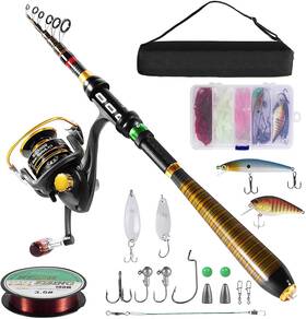 Milerong 445015337353 Fishing Rod And Reel Combo Carbon Fiber Telescopic Pole With St