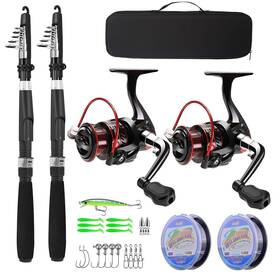 Ministoream 716253182669 Fishing Pole Combo Set 2.1m/6.89ft 2pcs Collapsible Rods Spinning Reels