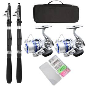 Ministoream 716253182706 Fishing Pole Combo Set 2.1m/6.89ft 2pcs Collapsible Rods Spinning Reels
