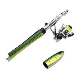 Mioyoow 760606855014 Mini Pocket Fishing Rod With Spinning Reel Portable Fish Shaped Pen