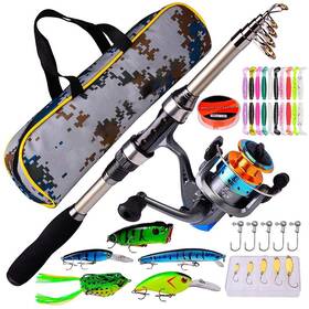 1627618427 Moanyt Fishing Rod Kit Multifunctional Carbon Fiber Telescopic Spinning Ree