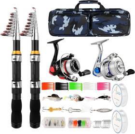 Mouhike 629722703107 Telescopic Fishing Rod Reel Combo 2pcs 6.89ft Collapsible Pole
