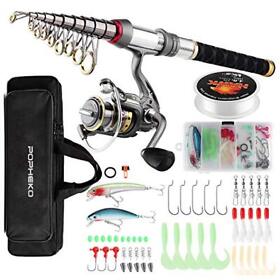Mouhike Fishing Rod Reel Combo Full Kit Telescopic Pole Set Spinning