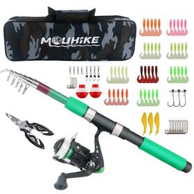 Gh00103zh Mouhike Telescopic Fishing Rod Reel Combo Portable Ultralight Spinning Pole With