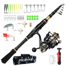 Hjym012 Mouhike Carbon Fiber Telescopic Fishing Rod Reel Combo Lightweight Collapsible Spinni