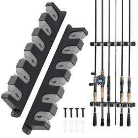 No 601549129889 6 Vertical/horizontal Wall Mount Rod Rack Pole Storage Organizer Gray