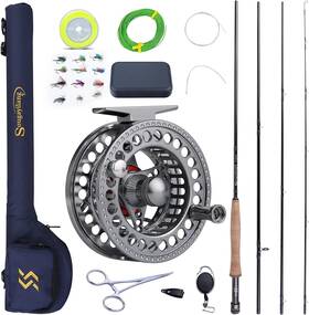 F9055gb Nobrand Fly Fishing Rod And Reel Combo 4-piece Lightweight With Bag