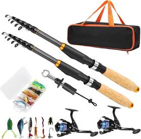 Fr-01 Nobrand Telescopic Fishing Rod And Reel Combo With Lures Gripper Tackle Bag