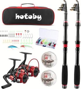 Ht-fish002-2 Nobrand Carbon Fiber Telescopic Fishing Rod And Reel Combo Set With Accessories
