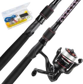 Kcospnbr-66mh2s30bk Nobrand Fishing Rod And Reel Combo With Tackle Kit Line Eva Handles Ss Guide
