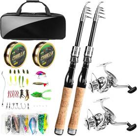 Lu-2.4m Nobrand Carbon Fiber Telescopic Fishing Rod And Reel Combo With Lures Line