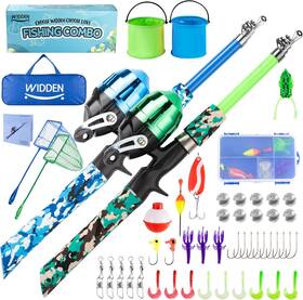 Wfk-2-bg Nobrand Fishing Pole For Kids With Tackle Box Reel And Net