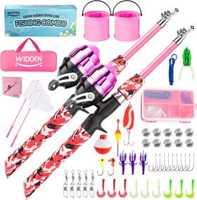Wfk-2-pp Nobrand Telescopic Fishing Pole For Kids With Tackle Box Reel And Net