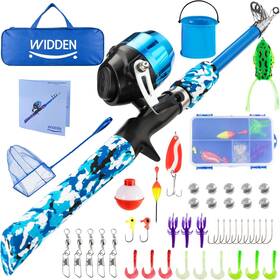 Wfk-blue1 Nobrand Portable Telescopic Fishing Rod And Reel Combo Kit For Kids With Tackle Box