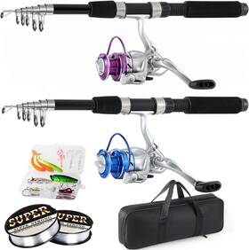 Xhg2.1-lz Nobrand Telescopic Carbon Fiber Fishing Rod And Reel Combo 6.9ft 2pcs With Bag