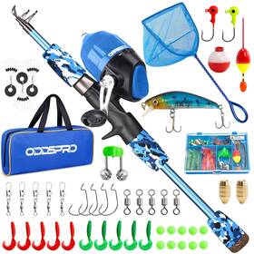 Oddspro 728370533040 Kids Fishing Starter Kit With Rod Reel Tackle Box And Travel Bag