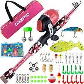 Oddspro Girls Fishing Pole Rod And Reel Combo Kit With Kids