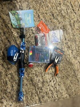 Hu-xi-144 Oddspro Kids Fishing Pole Blue With Extra Weights And Hooks Mini Pliers