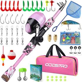 Hu-xi-201 Oddspro Kids Fishing Pole - Starter Kit With Tackle Box Reel Practic