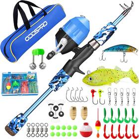 Kidfish-bl-1.5 Oddspro Kids Fishing Pole Pink Portable Telescopic Rod And Reel Combo K