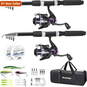 Ololyap 445010688665 Fishing Pole Combo 2pcs Telescopic Rod And Aluminum Reel Combos With Car