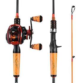 One Bass 765947475594 Fishing Rod And Reel Combo Medium Fast Baitcasting 24-ton Ca