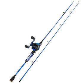 Lxqb1.8m-blue-sesdl-l One Bass Fishing Rod Reel Combo Baitcasting Pole With Graphite 2pc Blanks - B