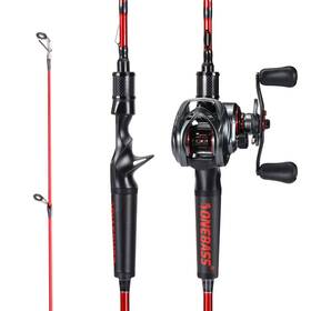 Qb180h-max-r One Bass Fishing Rod And Reel Combo Im7 Graphite 2 Pc Blank Baitcasting Spinni