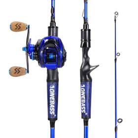 Qb180l-cb200-l One Bass Fishing Rod And Reel Combo Im7 Graphite 2 Pc Blank Baitcasting