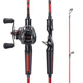 Qb198h-max-l One Bass Fishing Rod And Reel Combo 6ft6 Inch -m-fast Red- Casting- Left Handed