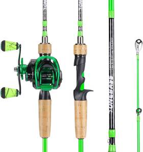 Zb-lqlqb180 One Bass Gt Spinning And Casting Reel 2-piece Fishing Rod Combo Graphite 7ft0 Inch Lh
