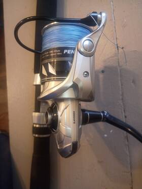 Slav6500dx Penn 6500 Spinning Rod And Reel Combo Silver Black 5.6 1 40lb Drag
