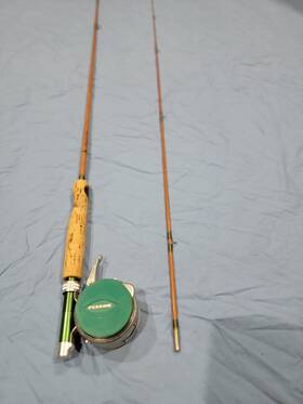 No.8a-7-357 Perrine/eagle Claw Fly Reel No.57 And Wright Mcgill Denco 7ft New